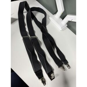 Vtg CAS Black Elastic  Suspenders/Braces Clip-On/A1-0104